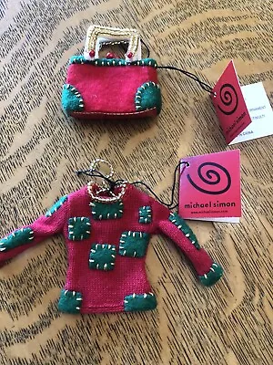 Michael Simon Miniature Sweater Purse Ornaments Patches Christmas  • $27.99