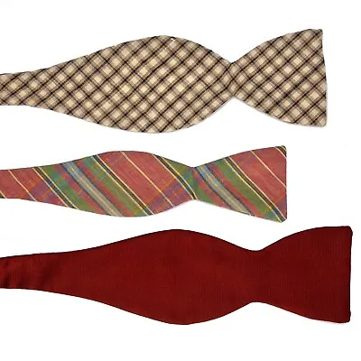 Paul Stuart Silk Bow Tie Lot Of 3 Brown/Blue Red/Green Red/Brown Vintage • $55.65