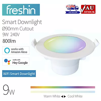 Smart Downlight FRESHIN 90mm Cutout 9W RGBCW Work With Alexa Google Home • $29.99