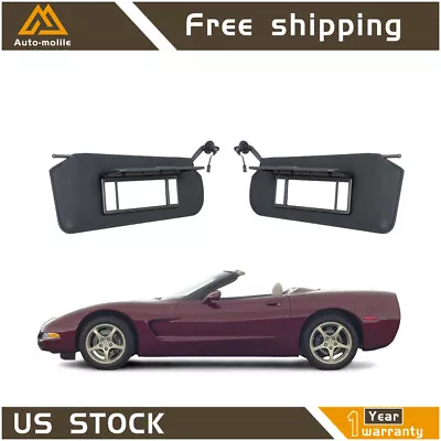 For 1997-2002 2003 2004 Corvette C5 Black Pair Vanity Mirror Sun Visor Shaded • $52.43