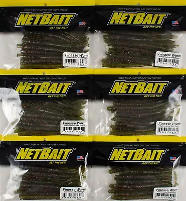 (lot Of 6) Netbait Finesse Worm 4.75  Watermelon Red Magic B1409 • $0.99