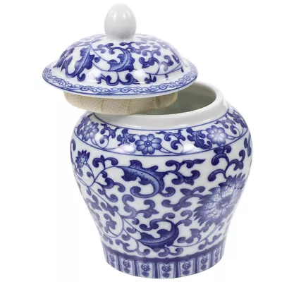  Blue And White Porcelain Tea Caddy Ceramics Jar Storage Candy • £15.89
