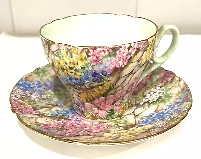 Shelley Chintz Demi Teacup And Saucer England Rock Garden  Bone China • $19.99