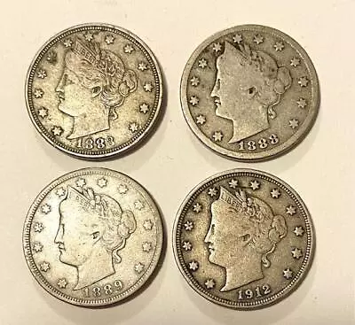 1883 V Nickel 1888 V Nickel 1889 V Nickel & 1912D V Nickel Really Nice Mix. • $19.95