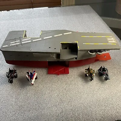 1988 Galoob Micro Machines Aircraft Carrier W/ 4 Fighter Jets Vintage • $10.99