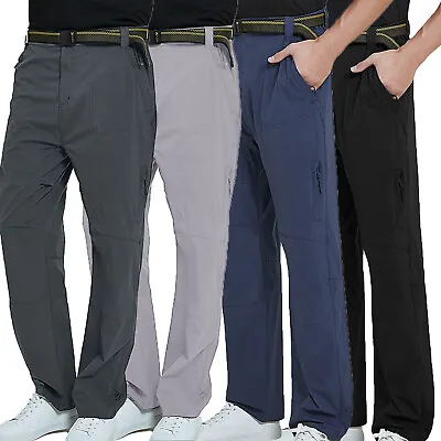 Mens Soft Shell Casual Hiking Trousers Tactical Cargo Work Pants Outdoor Summer • £9.99