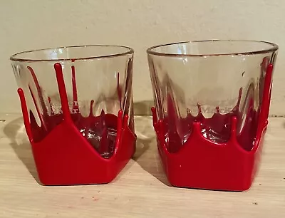 2 Makers Mark Bourbon Red Wax Dipped 8oz Rocks Whiskey Glasses - Barware • $14.99