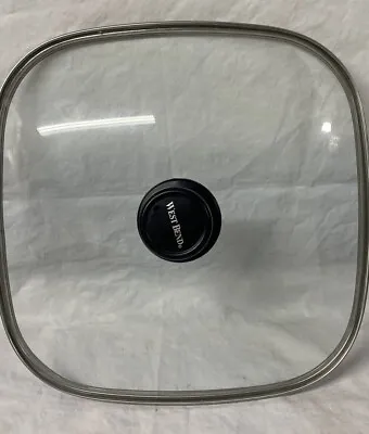 Vintage West Bend Electric Skillet Glass Lid Stainless Edges 11.5” Square • $14