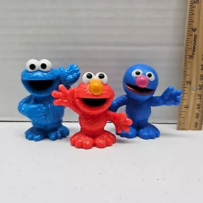 Sesame Street Workshop Lot Of 3 Plastic Figures - COOKIE MONSTER GROVER ELMO • $9.75