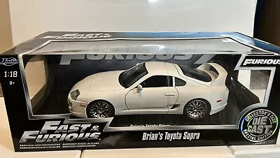 Jada Collectors Die Cast 1/18 Brian's Toyota Supra White Fast And Furious • $90