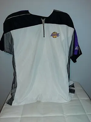 Los Angeles Lakers Warm Up 1/4 Zip Shirt Jacket Short Sleeve Starter Men's Xl • $45