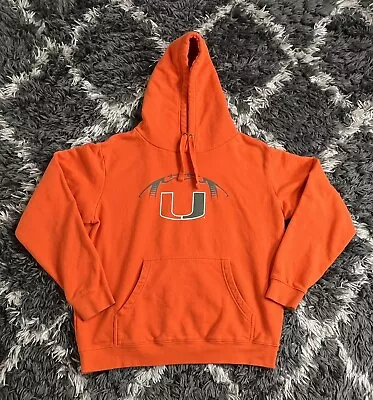 Miami Hurricanes Football Hoodie Adult Large Orange Pullover Sweatshirt  • $24.99