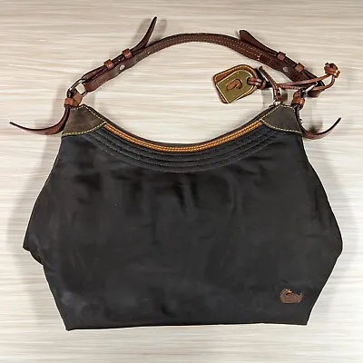 DOONEY & BOURKE Brown Nylon Suede Erica Hobo Handbag Shoulder Bag Purse • $24.96