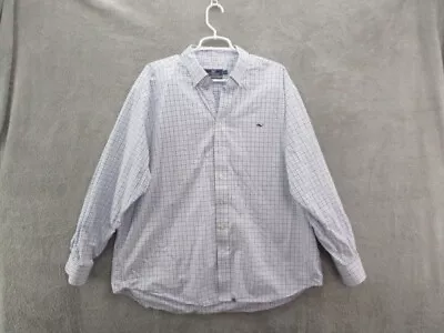 Vineyard Vines Shirt Mens 2XL Blue Plaid Button Classic Fit Whale Shirt FLAW • $19.99