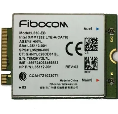 Fibocom L830-EB LTE WWAN PALAU W/GPS Intel XMM7262 M.2 Card For Hp L35286-005 • $29.80