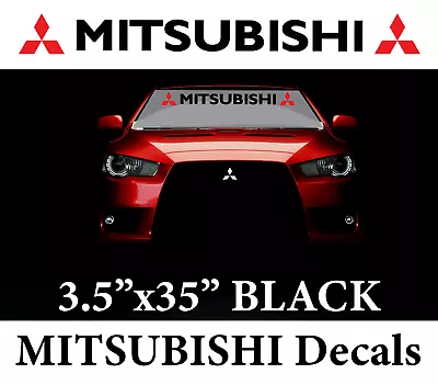 Mitsubishi Windshield BLACK Decal Car Turbo Sticker Evolution Lancer Sport   302 • $12.99