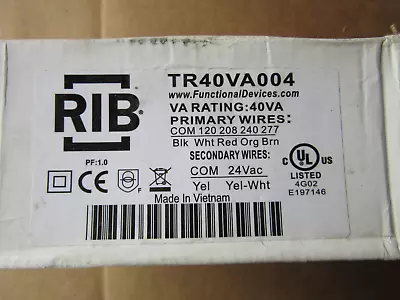 Rib TR40VA004 Control Transformer 40VA 120/208/240/277V To 24VAC New In Box • $24.95