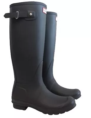 £62 • Buy HUNTER Ladies Black Rubber Original Tall Flat Calf-High Boots UK5 NEW