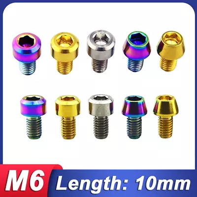 M6 X 10mm Titanium Ti Bolts MTB Stem Taper Socket Cone Head Hex Allen Cap Screws • $3.29