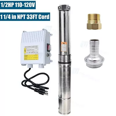 1/2 HP Deep Well Submersible Pump 4   110V 60Hz 18 GPM 171 Ft W/Control Box • $115.99