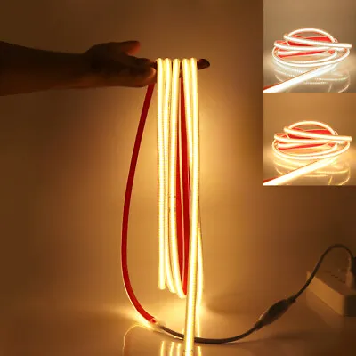 1-25M LED COB Strip Lights 220V Flexible Self-adhesive Tape Lamp Waterproof IP68 • £14.39