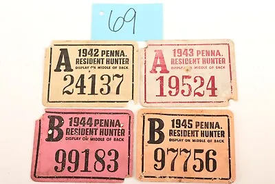 Vintage Lot Of 4 WWII ERA Pennsylvania Resident Hunting License • $65