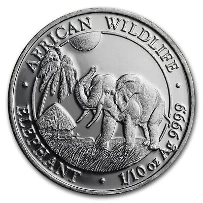 2017 1/10 Oz Somalia Silver Elephant Coin (BU) • $13.97