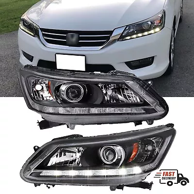 Pair Halogen Headlights Headlamps W/LED DRL For 2013-2015 Honda Accord Sedan • $120.29