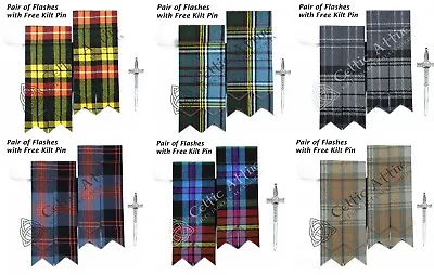 Kilt Flashes - Scottish Tartan Flashers - Garters - Flashings With Free Kilt Pin • $14