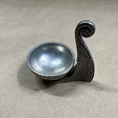 Vintage ￼￼￼￼Pewter Kovsh Ladel Osebergskipet Bygget Scroolwork Handle ￼Viking • $22.45