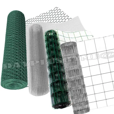 5M-50M PVC Welded Wire Metal Mesh Gates Galvanised Netting Fencing Roll Aviary • £40.70