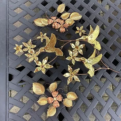 Vintage Home Interiors Brass Wall Art  Hummingbirds And Flowers • $25