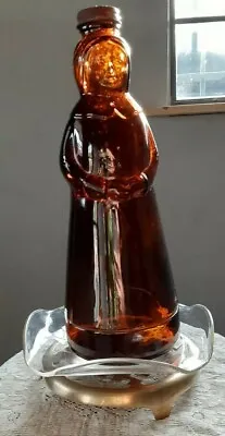 Vintage 1987 Mrs. Butterworth's Brown Amber Glass Syrup Bottle 11 In. Metal Cap • $120