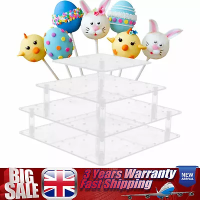 52 Hole Lollipop Acrylic Cake Pop Stand Transparent Dessert Display Shelf Board • £12.35