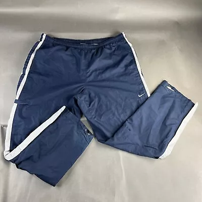 $22.49 • Buy Vintage Nike Track Pants XXL Navy Blue Men Swoosh Athletic Drawstring Used Stain