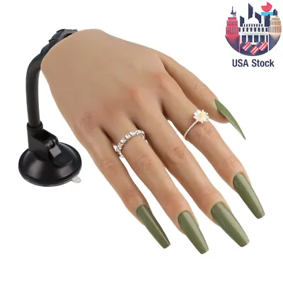 Silicone Hand Model Fake Female Hand Nails Art Practice Display With Black Clip • $40.48