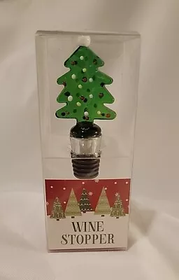 Christmas Tree Holiday Art Glass Wine Bottle Stopper New In Box Nantucket Dist • £7.70