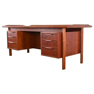 Arne Vodder Style Danish Teak Executive Desk 1960s • $6500