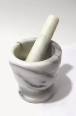 Mortar And Pestle Stone Marble Set White Pestal Natural Spice Herb Pill Grinder • $30.62