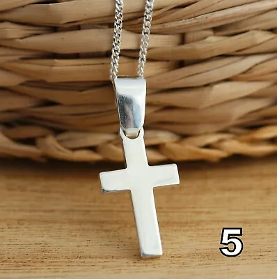 Solid 925 Sterling Silver Plain Cross Crucifix Pendant Various Design And Sizes • £6.98