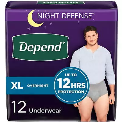 Depend Night Defense Adult Incontinence Underwear For Men Overnight XL Grey 12Ct • $18.79