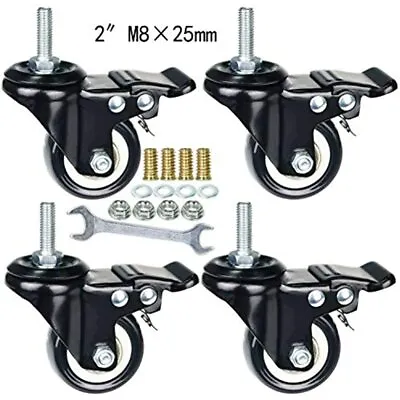 2 Inch Caster Wheels Metric Size M8-1.25 Threaded Stem Casters Castors Wheels 4 • $26.73