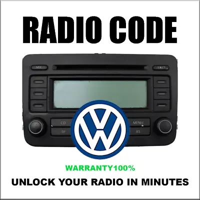 Unlock  Radio Codes Vw Rcd300  Pin 5 Stereo 8 Rns315 Volkswagen Fast Service  • $5.99