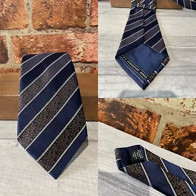 £39.99 • Buy Ermenegildo Zegne Navy Paisley Mix Stripe Silk Tie