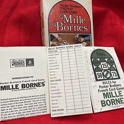 MILLE BORNES 1971 Card Game PIECES ONLY- Instructions Rules & Score Sheet • $6.95