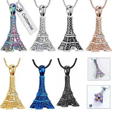 Custom Eiffel Tower Urn Pendant Necklace For Cremation Ashes Memorial Jewelry • $9.99