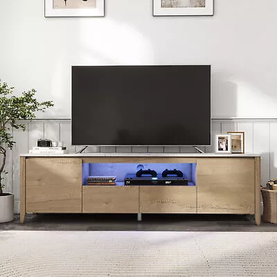 TV Stand With LED Light For TVs Up To 75  TV Media Console With Faux Marble Top • $249.86