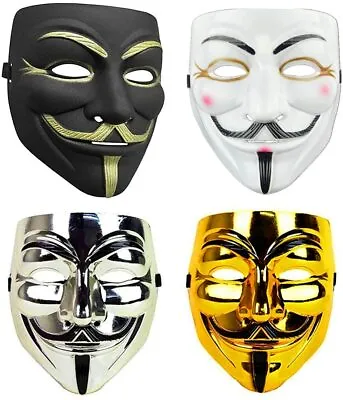 $19.59 • Buy V For Vendetta Mask Fawkes Anonymous Props For Halloween Party Costume 4pcs