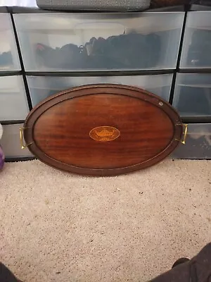 Manning Bowman Mahogany Oval Serving Tray • $100