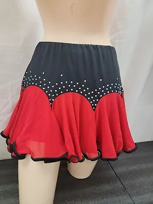 Latin Dance Skirt W/Rhinestones/Shorts/Skirt Red/Black • $49.51